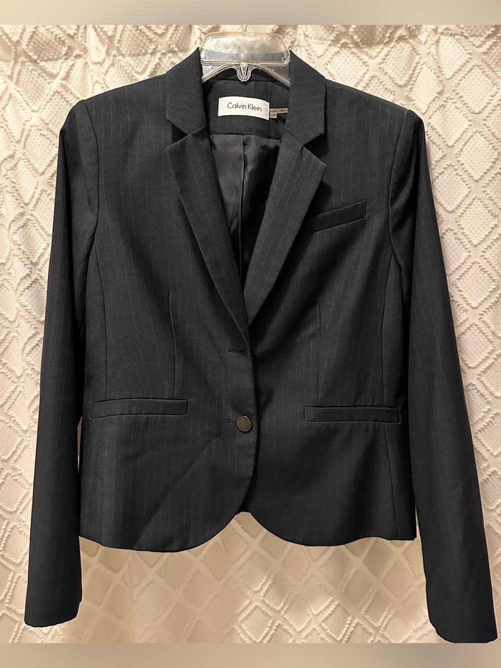 Calvin Klein Women's Black Pinstripe Blazer